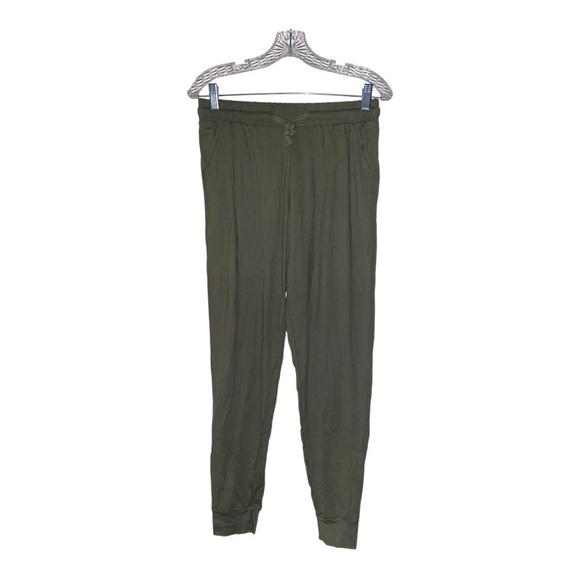 New Mix Pants - Women Slouchy Baggy Green Drawstring Jogger L Relax Fit Workout Gym Lifting‎
